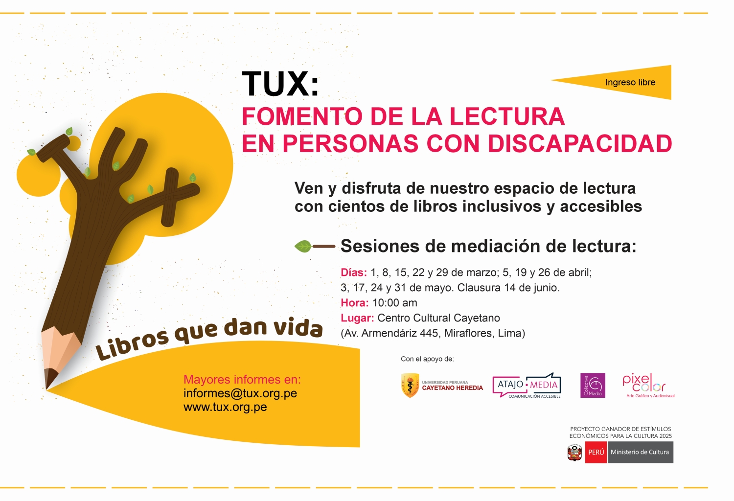 Diseño del poster de las mediaciones de lectura del proyecto Tux