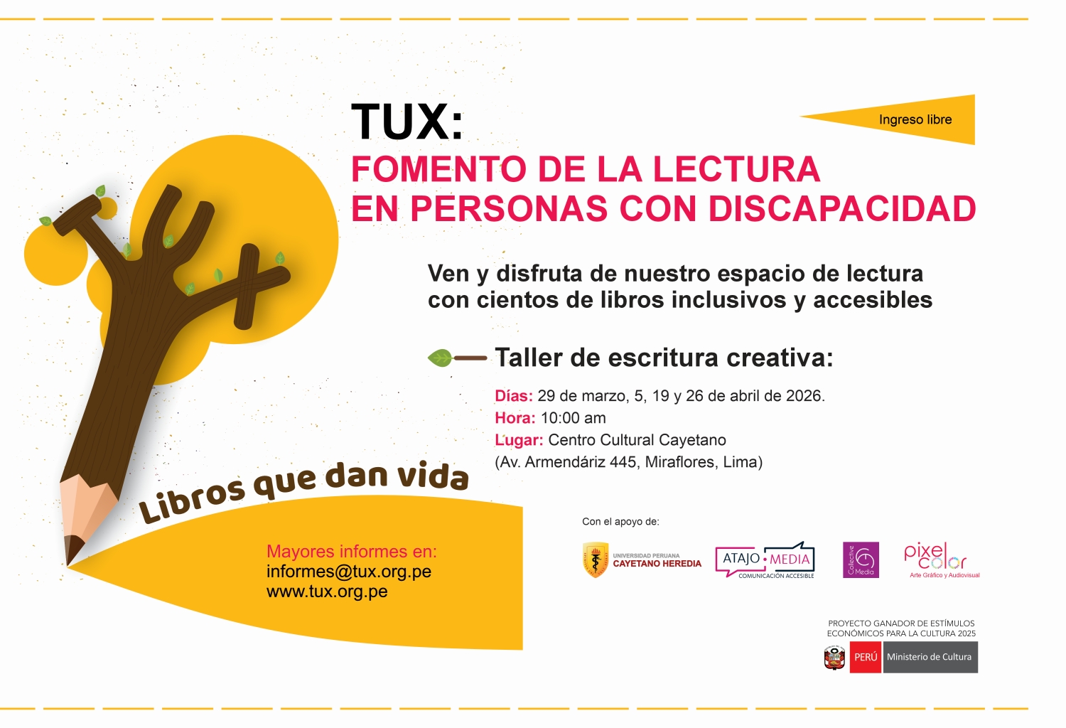 Diseño del poster del taller de escritura creativa.